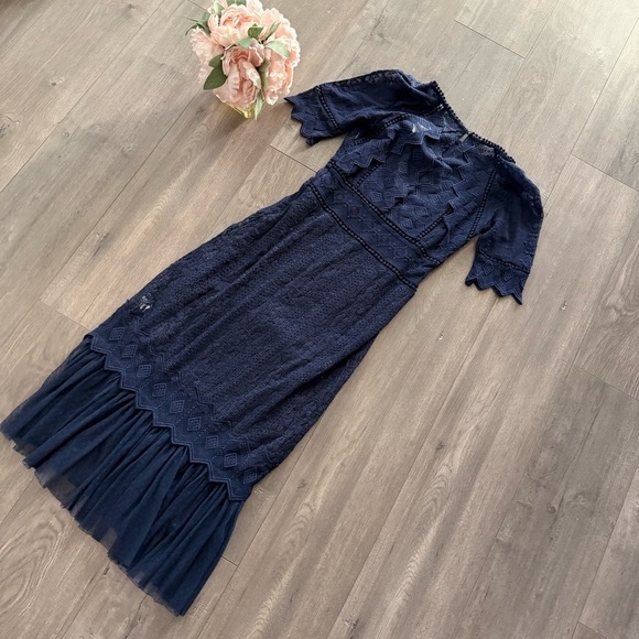 New Sundance Midnight Gallery Navy‎ Lace Midi Dress - Picture 5 of 7